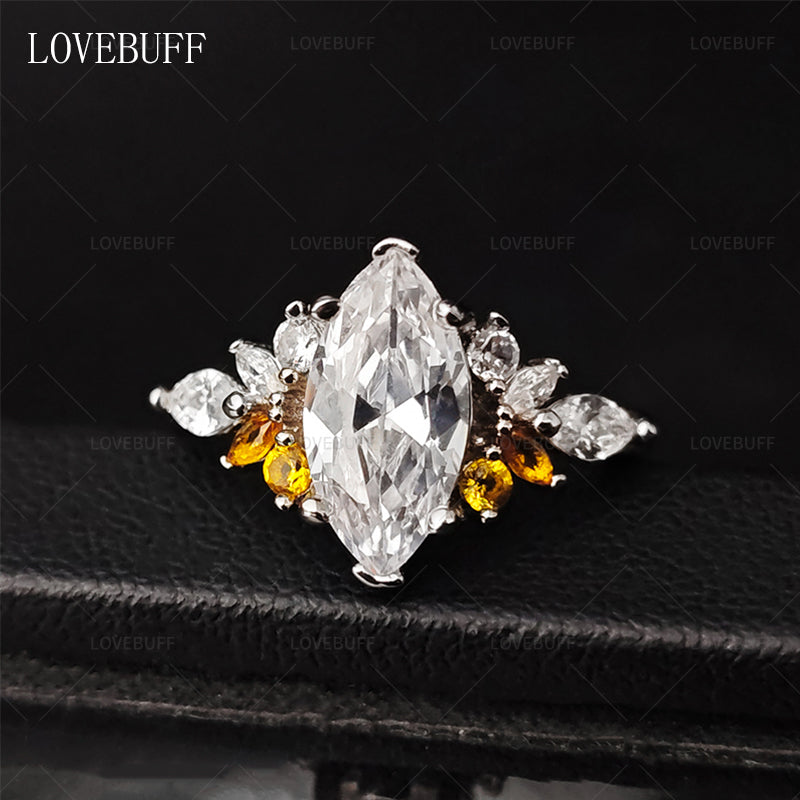 LOVEBUFF Light and Night 5th Anniversary Engagement Ring Wedding Band