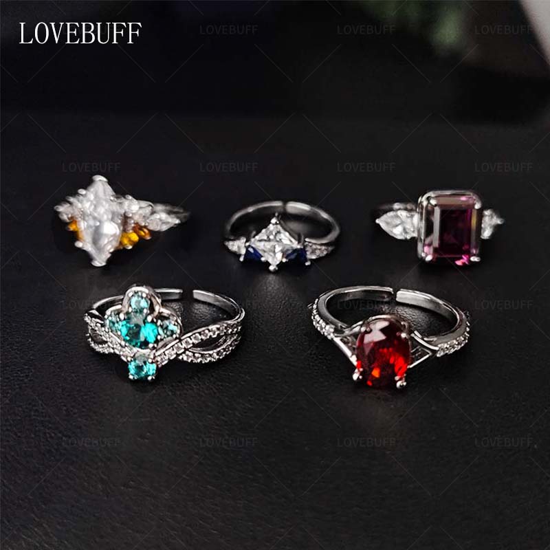 LOVEBUFF Light and Night 5th Anniversary Engagement Ring Wedding Band