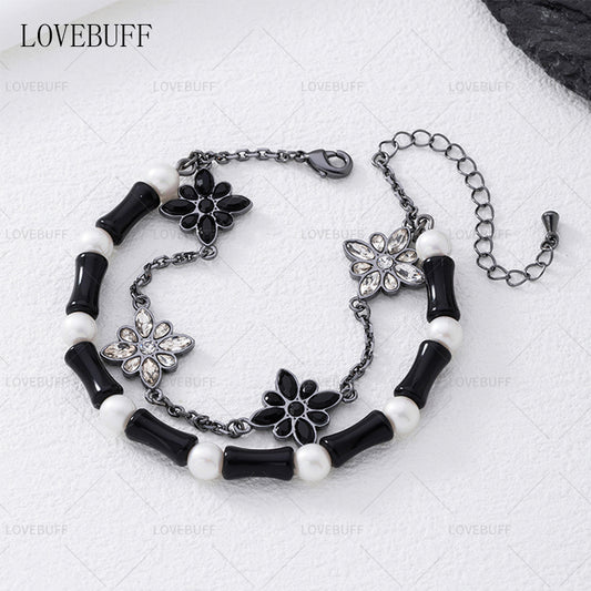 LOVEBUFF LAD Casual Comfort Outfit Accessory Flower Chain Beads Layered Bracelet