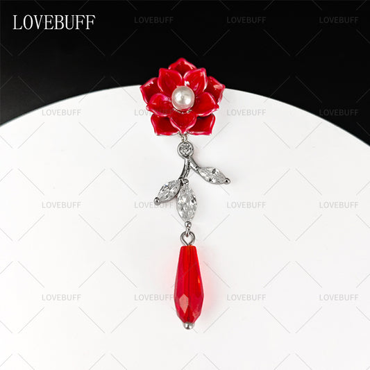 LOVEBUFF Light and Night Evan Angel's Trumpet Red Flower  Earrings