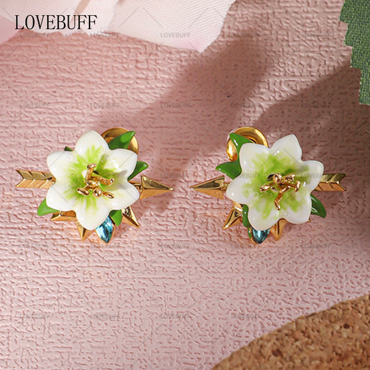 LOVEBUFF Genshin Impact Artifact Viridescent Venerer Flower of Life In Remembrance of Viridescent Fields Stud Earrings