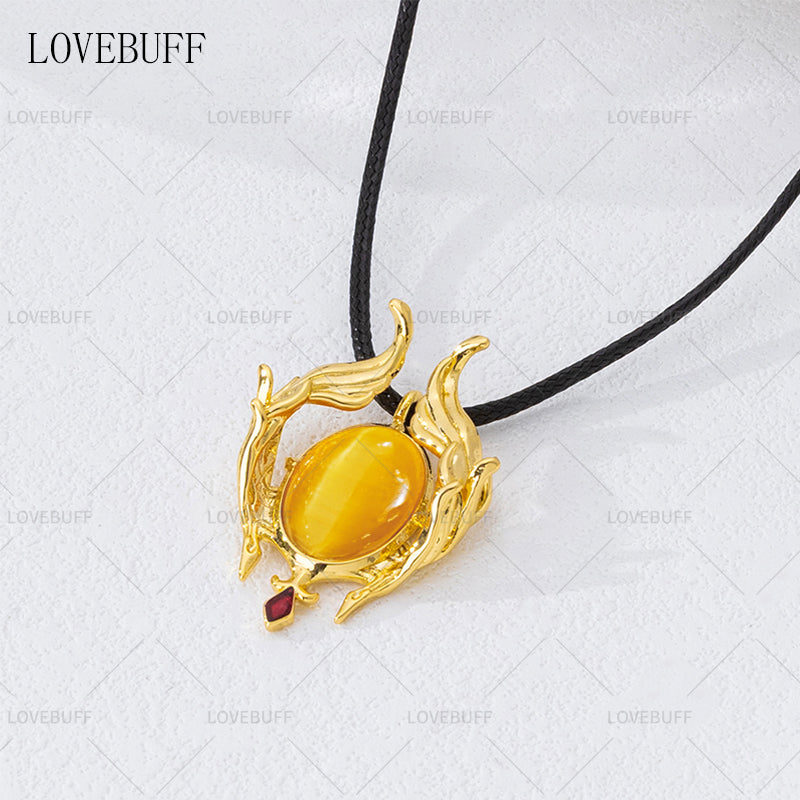 LOVEBUFF Wuthering Waves Carlotta Gift Romantic Brooch Inspired Cat's Eye Gemstone Pendant Necklace