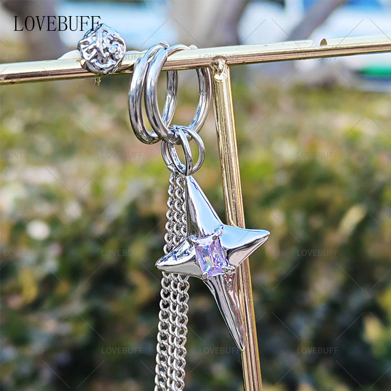 LOVEBUFF LaDs Heartbeats Ablaze Xavier Offbeat Track Sparkling Starlight Earrings