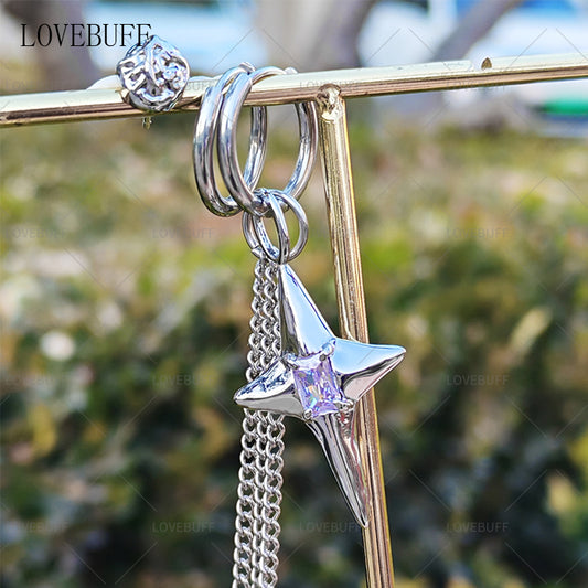 LOVEBUFF LaDs Heartbeats Ablaze Xavier Offbeat Track Sparkling Starlight Earrings