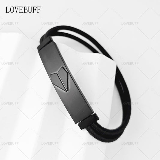 LOVEBUFF LAD Caleb Embossed Paper Airplane Rectangular Tag Bracelet
