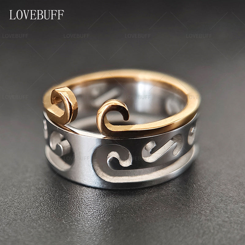 LOVEBUFF Black Myth: Wukong Golden Hoop Headband Jingu Fillet Inspired Layering Couple Ring Set