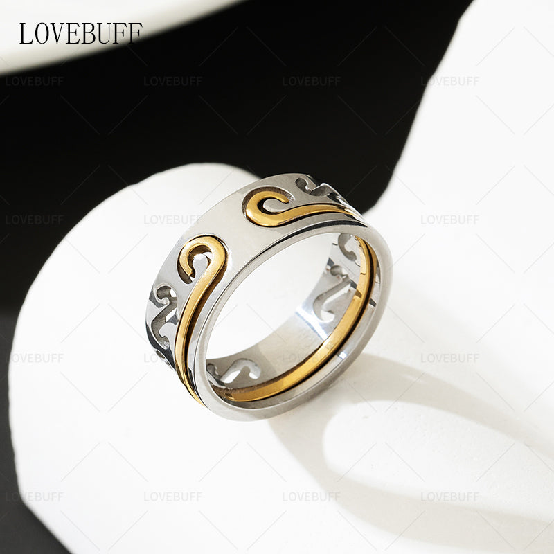 LOVEBUFF Black Myth: Wukong Golden Hoop Headband Jingu Fillet Inspired Layering Couple Ring Set