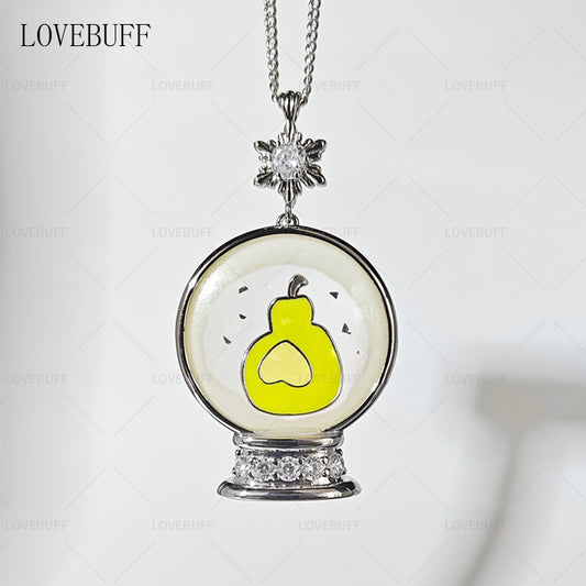 LOVEBUFF Love and Deepspace Zayne Snowflake Pear Crystal Ball Themed Necklace