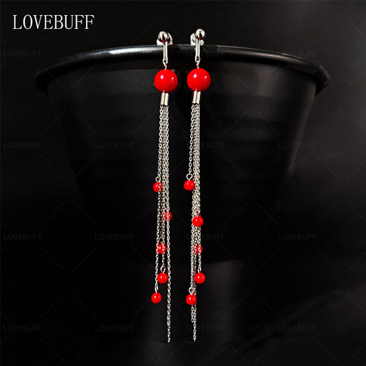 LOVEBUFF I Am Nobody Chen Duo Red Beads Earrings
