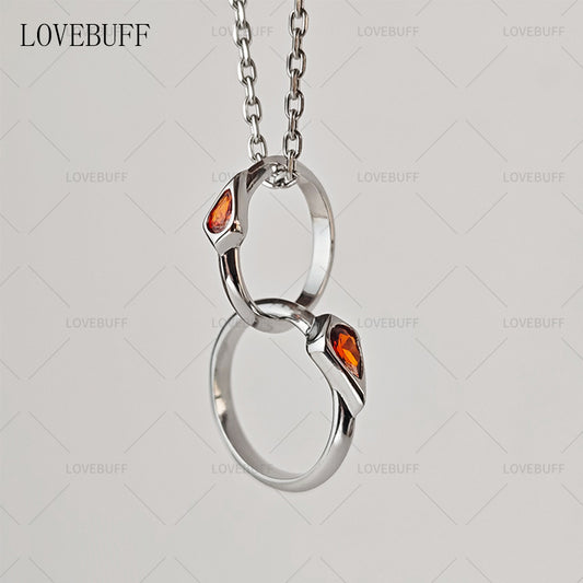 LOVEBUFF Valorant Together Forever Buddy Inspired Interlocking Rings Necklace