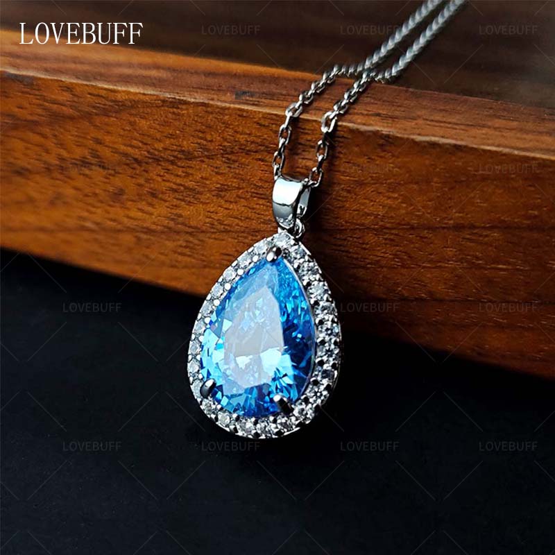 Sofia the First Amber Blue Teardrop Pendant Cosplay Necklace