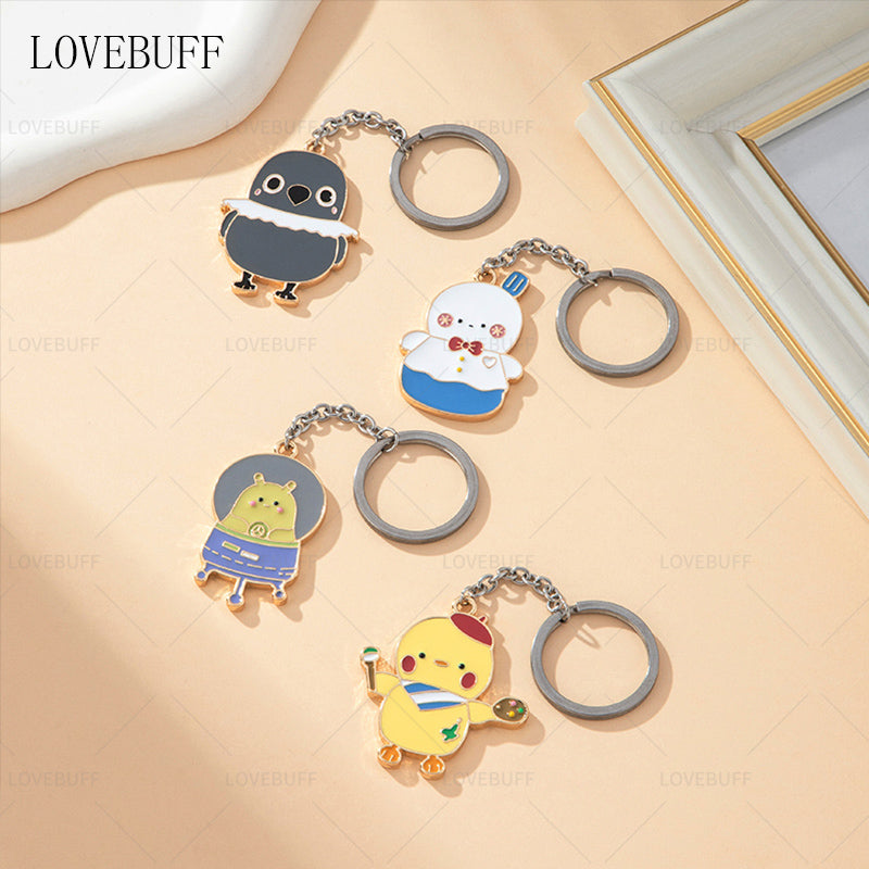 LOVEBUFF love and Deepspace Artsy Birb Happy Snowman Grumpy Crow Galaxy Kid Keychain 4pc Set