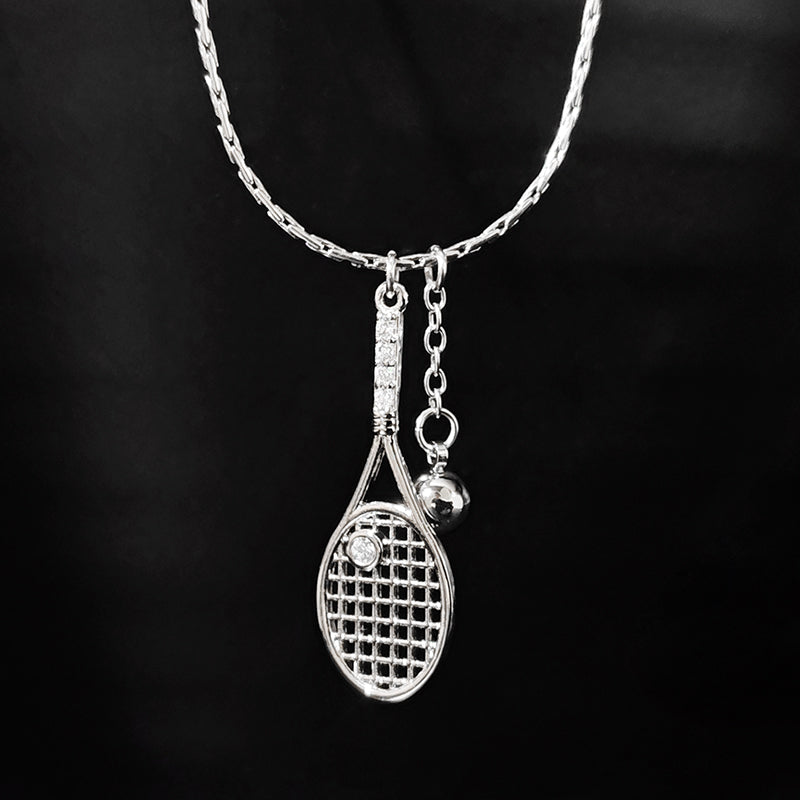 LOVEBUFF Platinum Plated Copper Racket & Ball Pendants Necklace