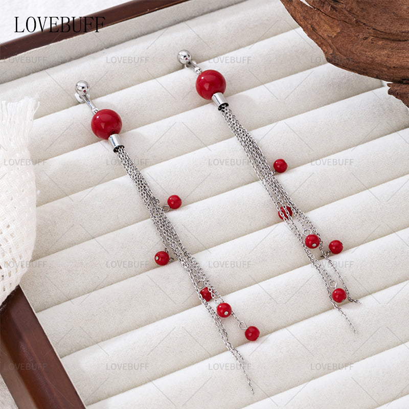 LOVEBUFF I Am Nobody Chen Duo Red Beads Earrings