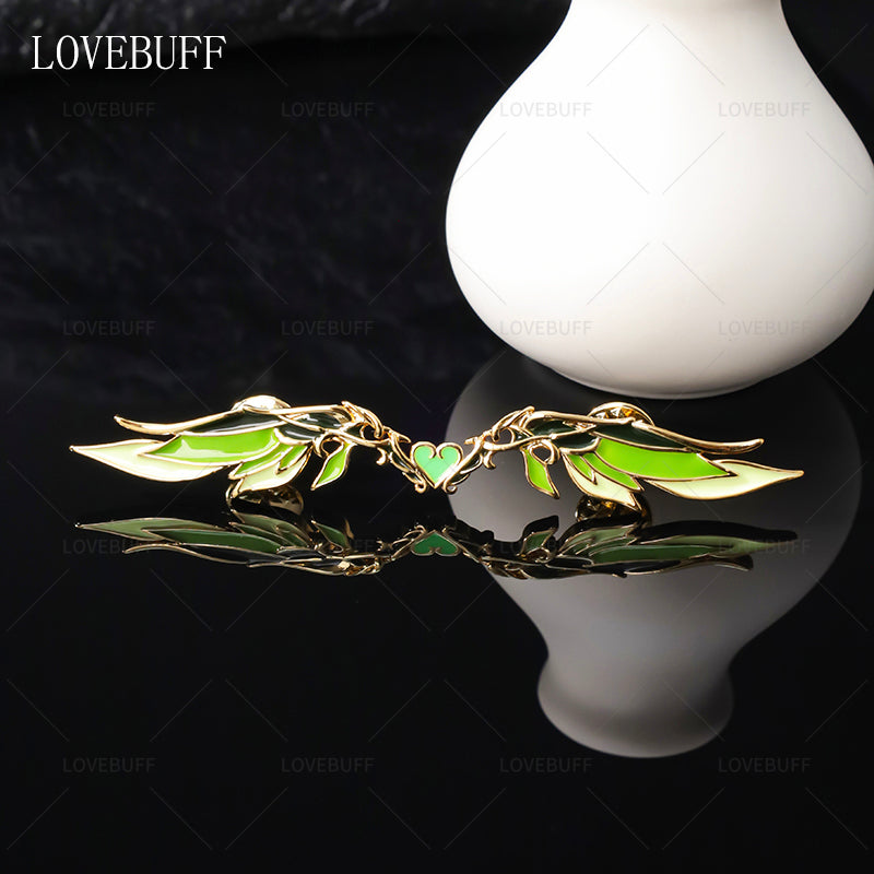 LOVEBUFF Genshin Impact Sumeru Wind Glider Wings of the Forest Inspired Enamel Pin Brooch