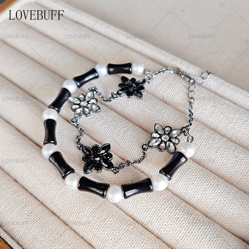 LOVEBUFF LAD Casual Comfort Outfit Accessory Flower Chain Beads Layered Bracelet