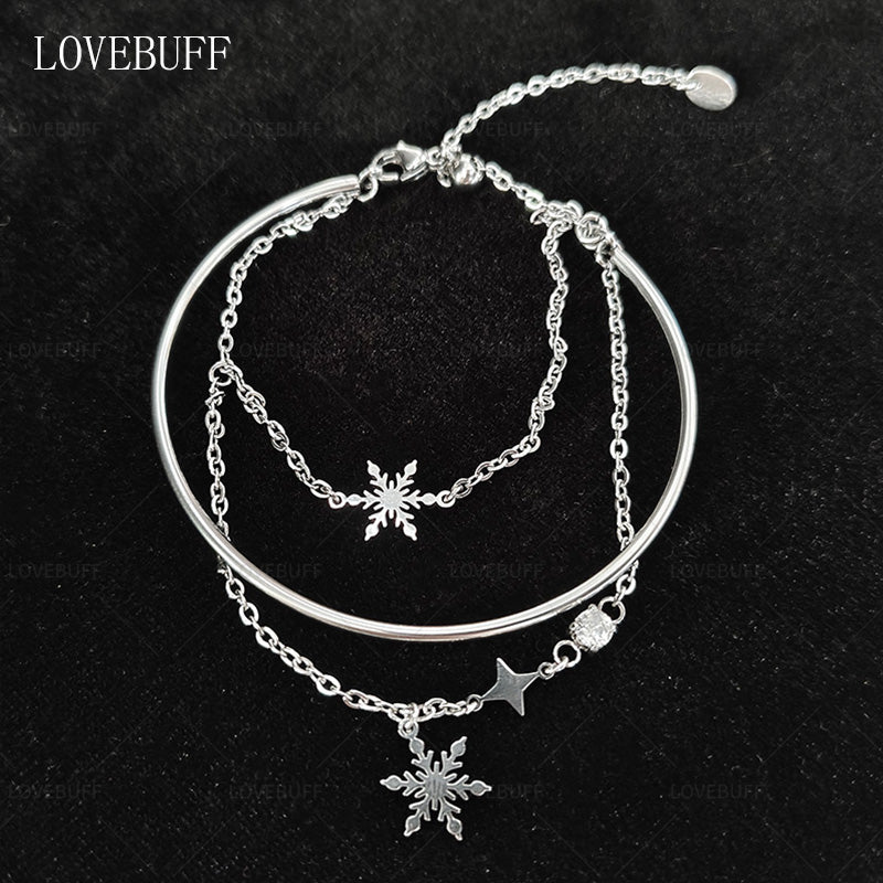 LOVEBUFF Love And Deepspace Zayne Secret Promise Dream Revisited Snowflake Charm Stainless Steel Bracelet