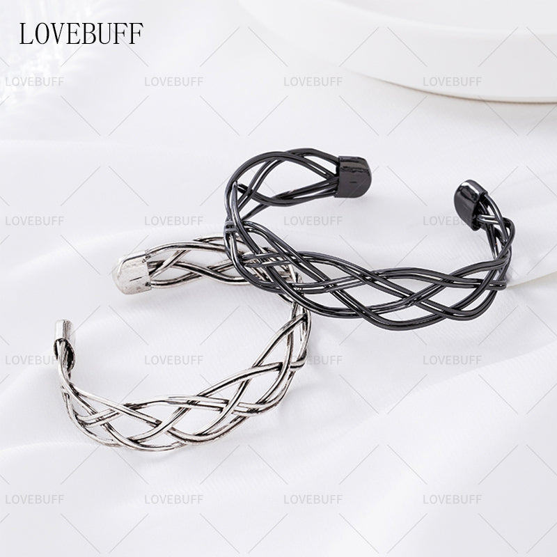 LOVEBUFF LAD Caleb No-Return Night Woven Copper Wire Cuff Bracelet