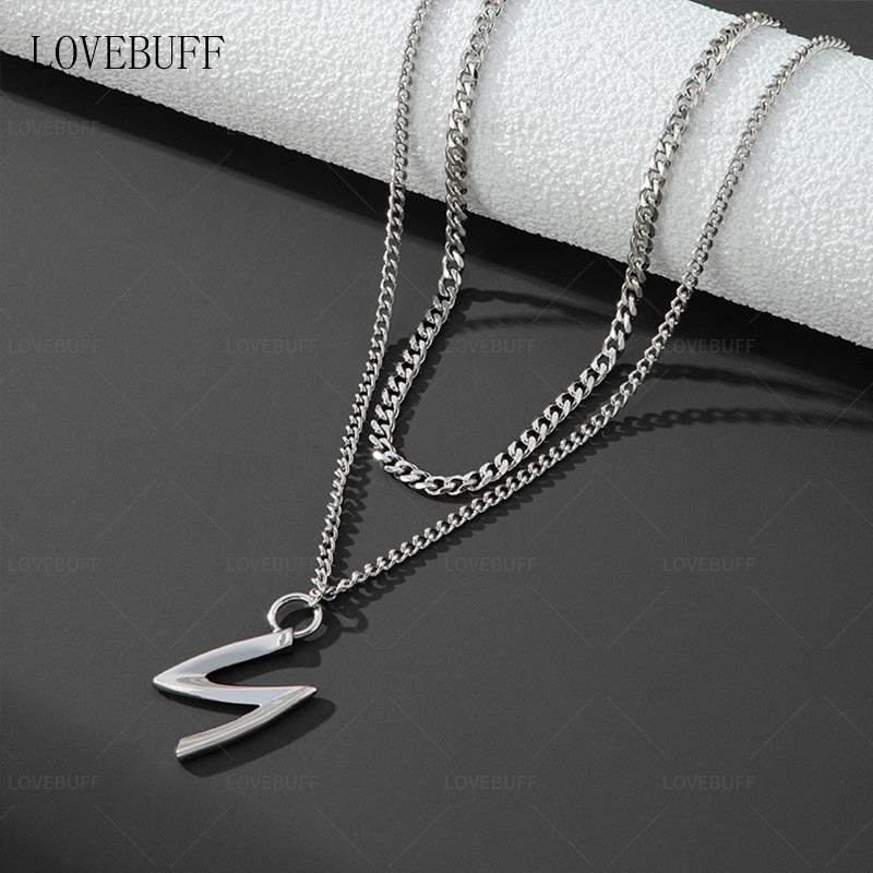 LOVEBUFF LAD Sylus Night Plumes Stainless Steel Chain Necklace 2pc Set