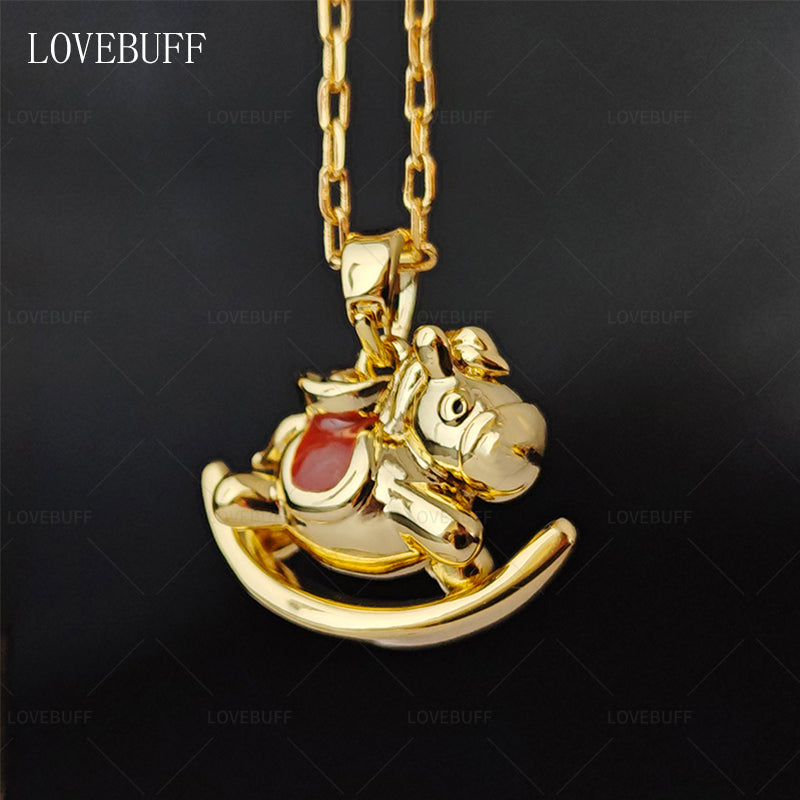 LOVEBUFF Chinese Zodiac Horse Carrying Sycee Good Luck Necklace