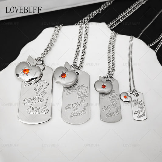 LOVEBUFF Love and Deepspace Caleb When U Come Back & Apple Pendants Necklace