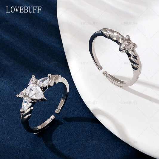 LOVEBUFF Frieren: Beyond Journey's End Fern Echeveriasimulans Rose Inspired 조절 가능한 오픈 링