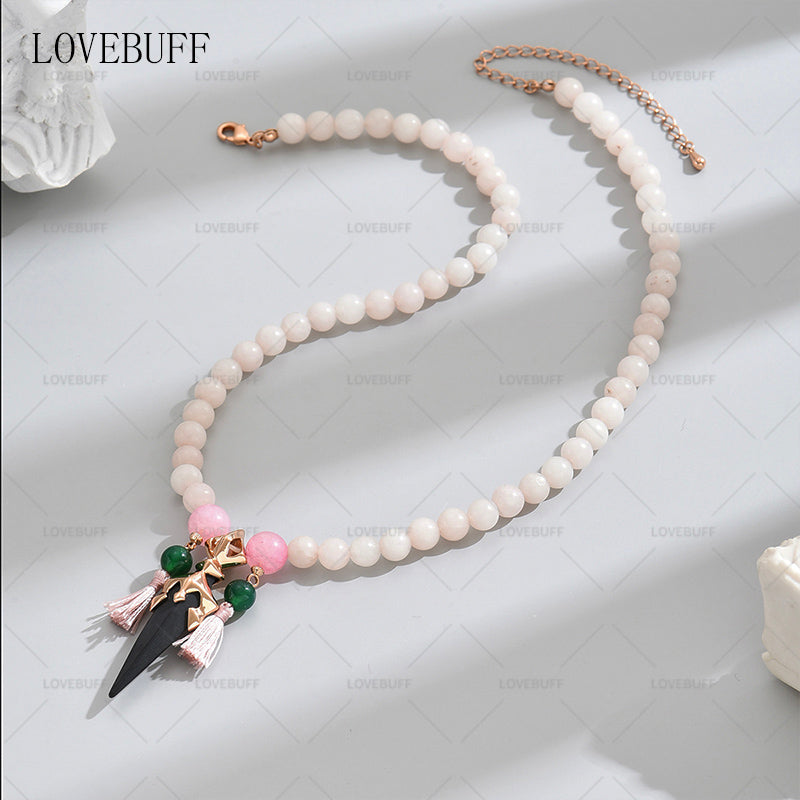 LOVEBUFF(TM) Genshin Impact Character Xiao Theme Impression Phurba Pendant Beaded Necklace
