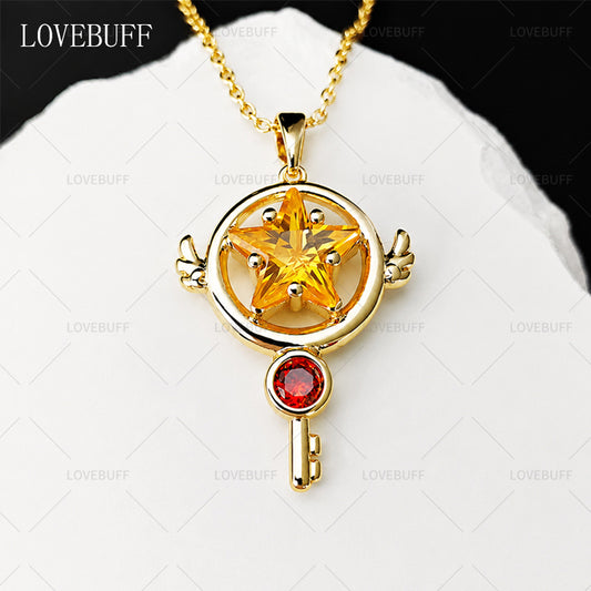 LOVEBUFF 카드캡터 사쿠라 Cardcaptor Sakura Kinomoto Star Key Inspired Necklace