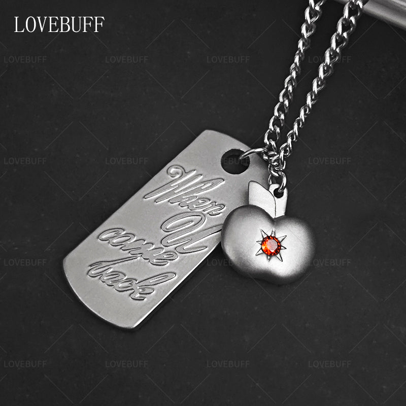 LOVEBUFF Love and Deepspace Caleb When U Come Back & Apple Pendants Necklace