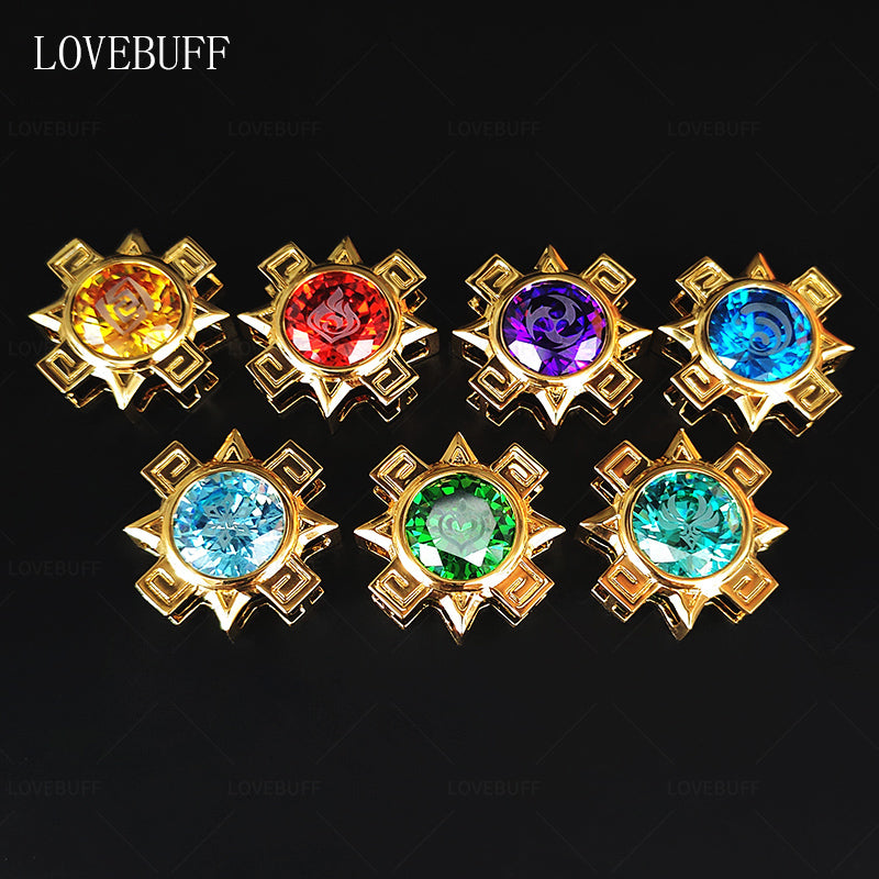 LOVEBUFF(TM) Genshin Impact Nata Vision Inspired Gem Pendant Elements Hydro Pyro Geo Anemo Cryo Dendro Electro