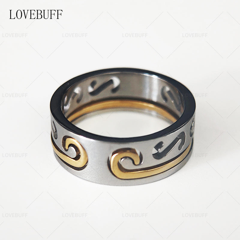 LOVEBUFF Black Myth: Wukong Golden Hoop Headband Jingu Fillet Inspired Layering Couple Ring Set