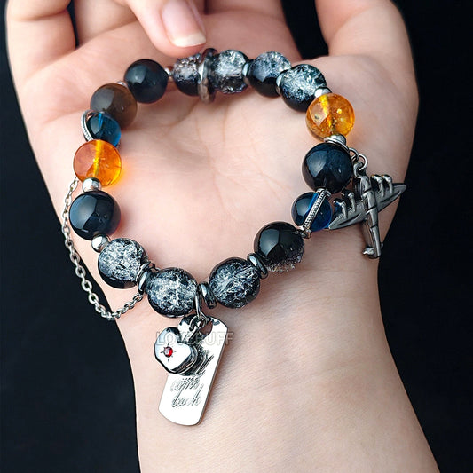 LOVEBUFF LAD Caleb Impression Apple Airplane Charm Beaded Bracelet (ships in 1 month)