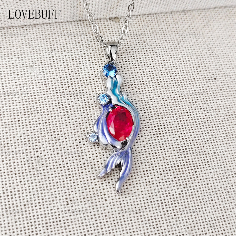 LOVEBUFF Love and Deepspace LaDs Rafayel Mermaid Bond Mark Inspired Fish Pendant Necklace
