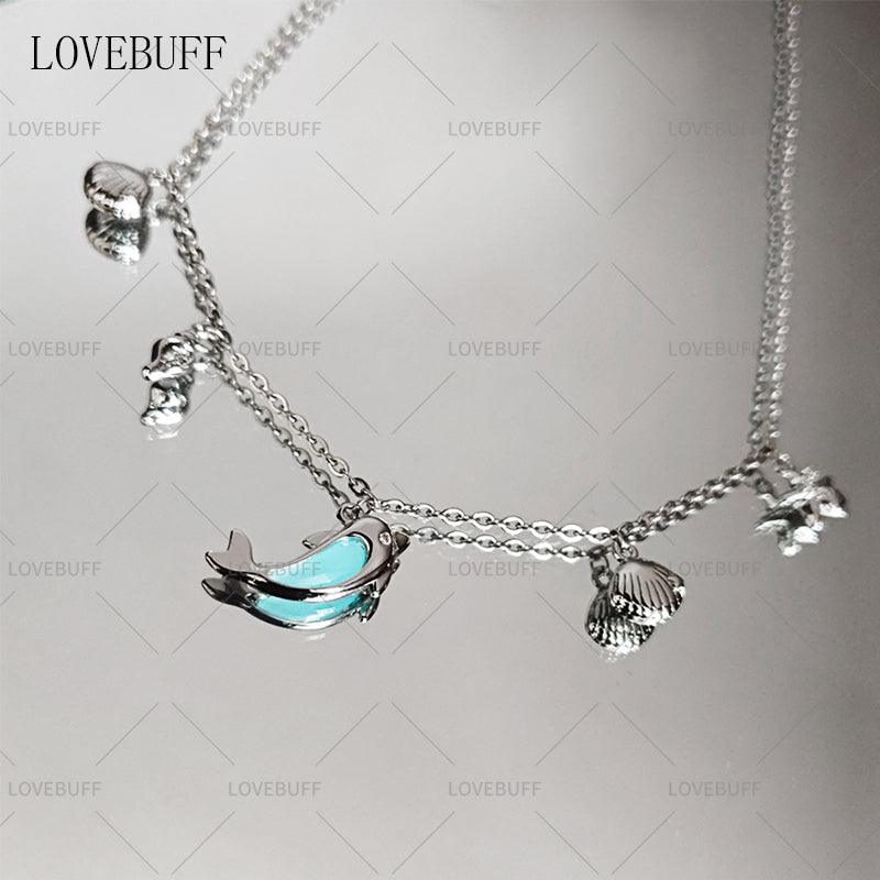 LOVEBUFF Seashell Seasnail Starfish Charm Dolphin Pendant Necklace