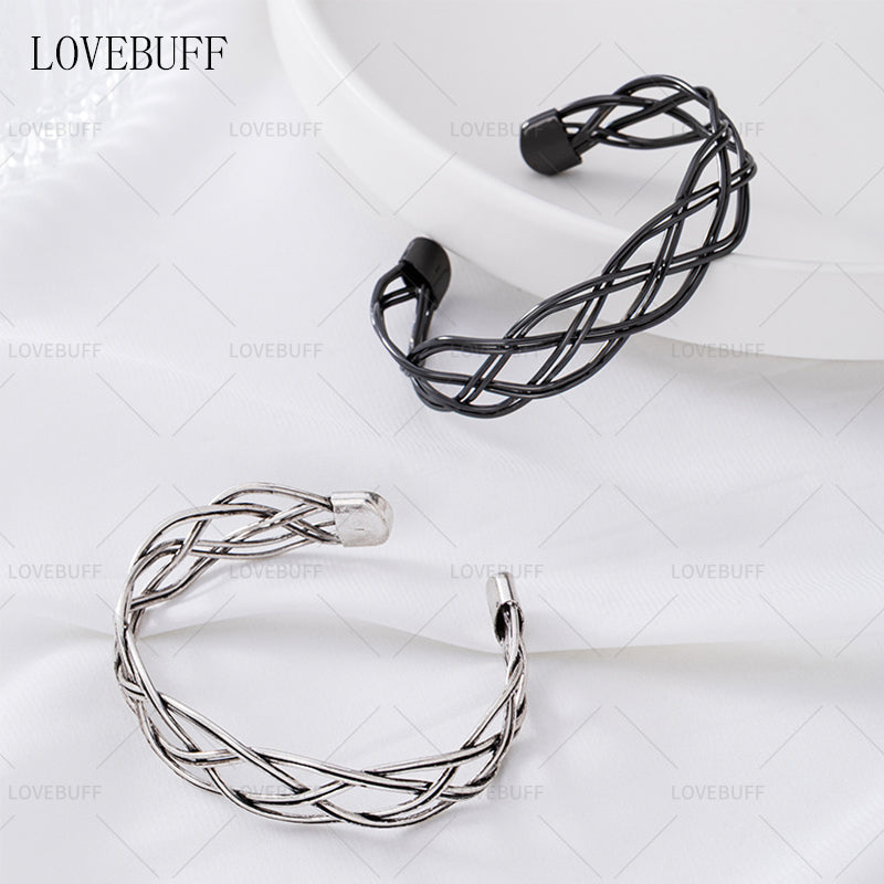 LOVEBUFF LAD Caleb No-Return Night Woven Copper Wire Cuff Bracelet