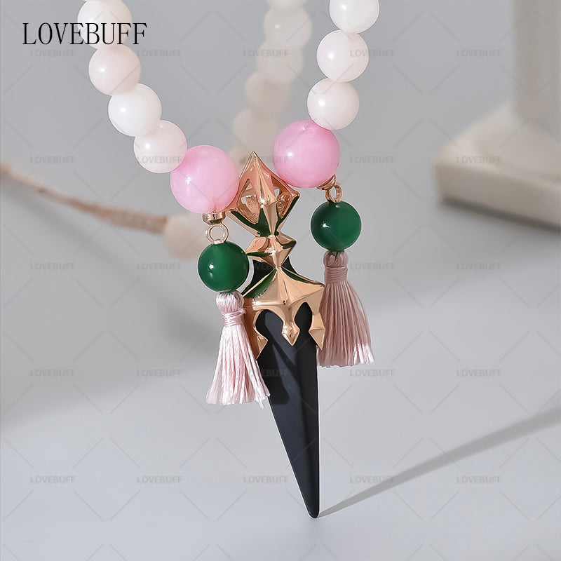 LOVEBUFF(TM) Genshin Impact Character Xiao Theme Impression Phurba Pendant Beaded Necklace