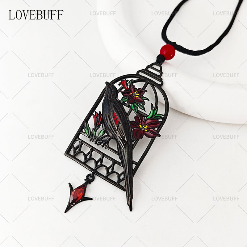 LOVEBUFF Love and Deepspace Sylus Crow Cage Pendant Necklace