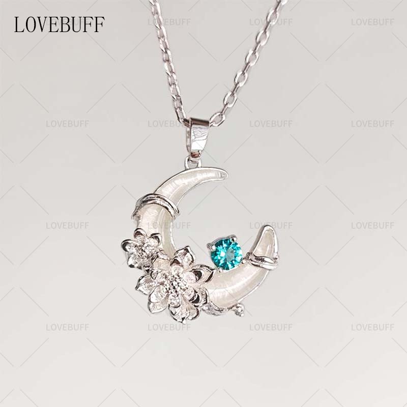 LOVEBUFF Crescent Moon Epiphyllum Oxypetalum Necklace