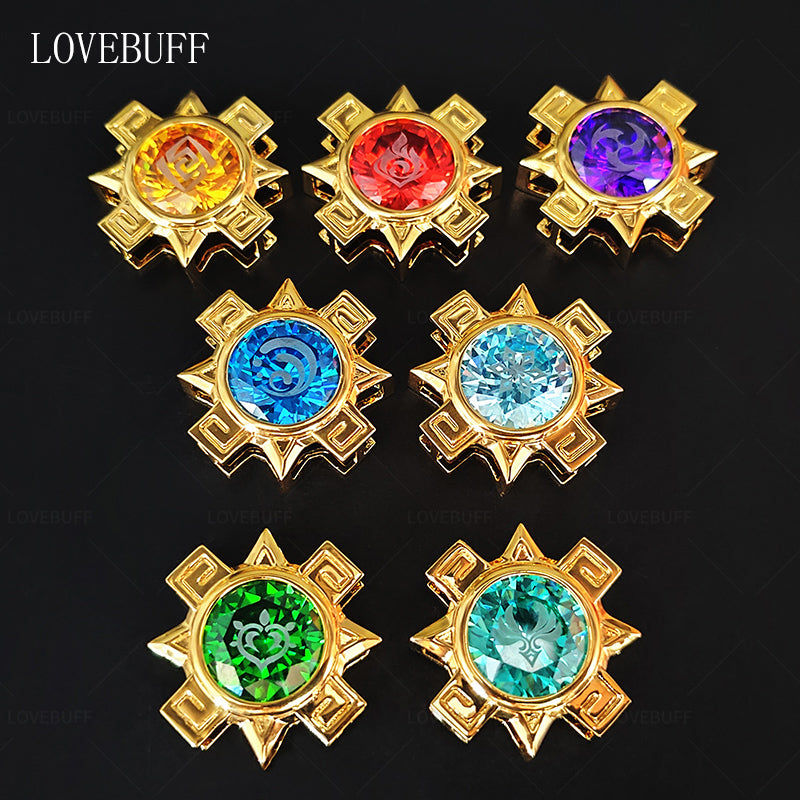 LOVEBUFF(TM) Genshin Impact Nata Vision Inspired Gem Pendant Elements Hydro Pyro Geo Anemo Cryo Dendro Electro