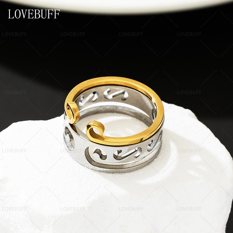 LOVEBUFF Black Myth: Wukong Golden Hoop Headband Jingu Fillet Inspired Layering Couple Ring Set