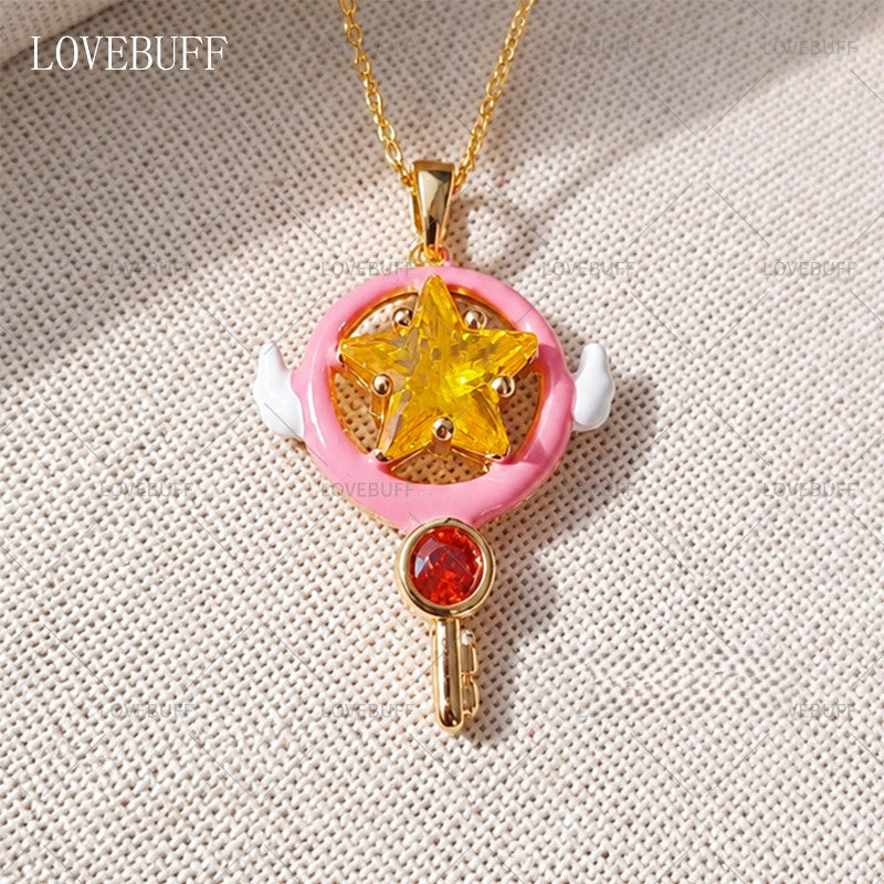 LOVEBUFF 카드캡터 사쿠라 Cardcaptor Sakura Kinomoto Star Key Inspired Necklace