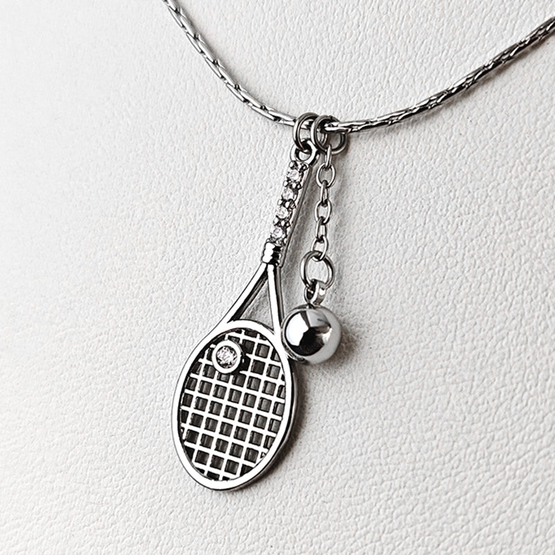 LOVEBUFF Platinum Plated Copper Racket & Ball Pendants Necklace