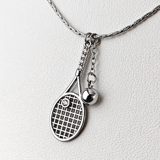 LOVEBUFF Platinum Plated Copper Racket & Ball Pendants Necklace