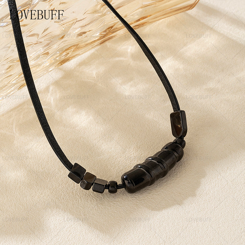 LOVEBUFF Love And Deepspace Sylus Leather Cord Copper Beaded Necklace