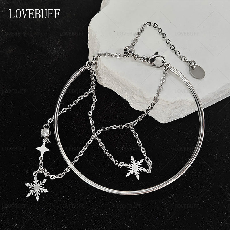 LOVEBUFF Love And Deepspace Zayne Secret Promise Dream Revisited Snowflake Charm Stainless Steel Bracelet