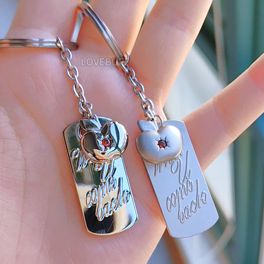 LOVEBUFF LaDs Caleb Apple When U Come Back Tag Pendants Keychain Bag Charm
