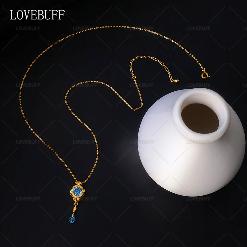 LOVEBUFF Genshin Impact Fontaine Character Furina Hydro Vision Gem colgante delicado collar