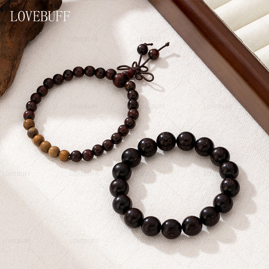 LOVEBUFF Light And Night Sariel Rosewood Beads Beaded Bracelet 2pc Set