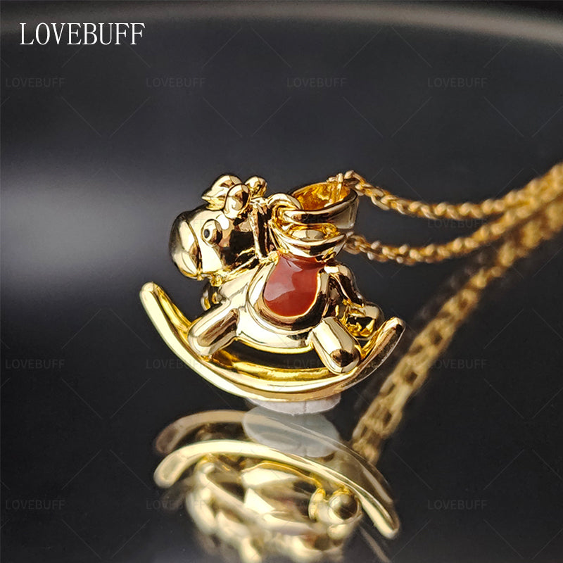 LOVEBUFF Chinese Zodiac Horse Carrying Sycee Good Luck Necklace
