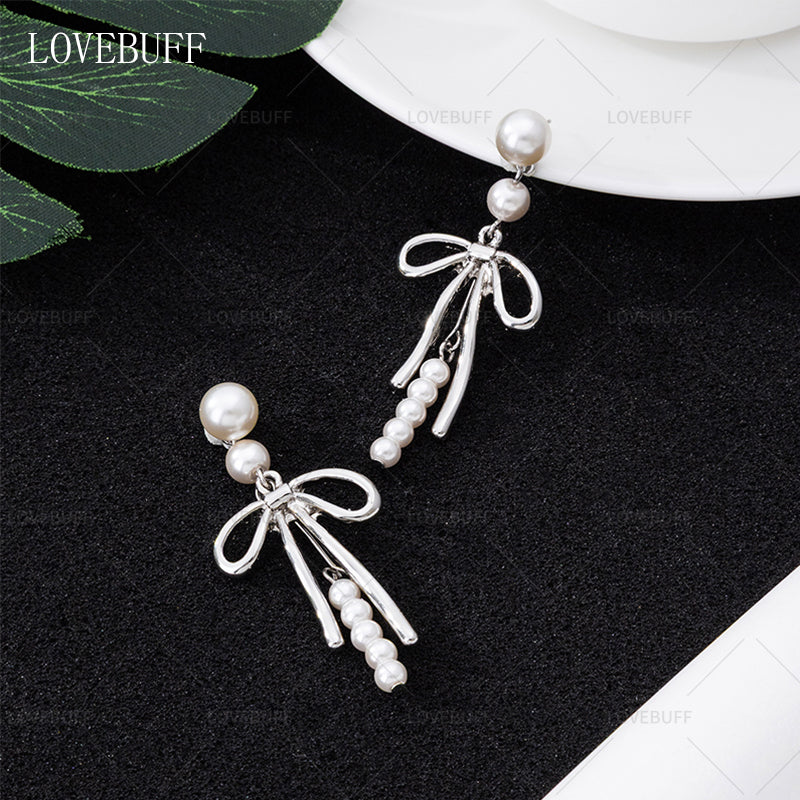 LOVEBUFF Love And Deepspace You and Midsummer Sylus Lovespeed Ride MC's Ornate Knots Bowknot Pendant Pearl Necklace Earrings
